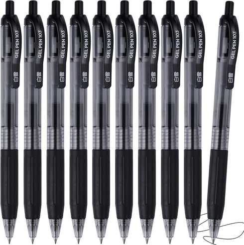 Retractable Black Ink Gel Pens, 10 Pack Quick Dry 0.5mm Fine Point Premium Rolling Ball Gel Pens Refillable for Office School Supply...