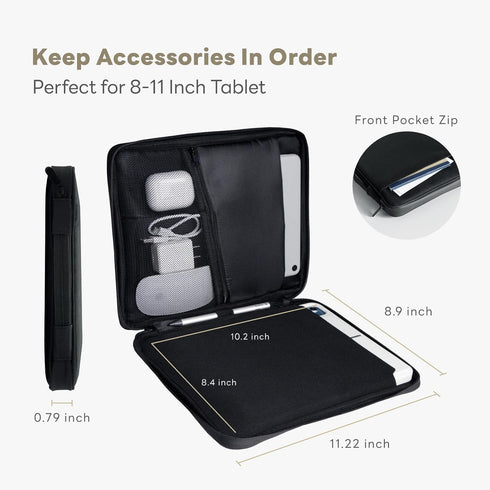 eiP 8-11 inch Waterproof Slim Tablet Carring Case with Handle Sleeve Bag for iPad Pro 11 inch/iPad 7/8/9 10.2 inch/iPad Air 5,4 10.9 inch/Pixel Ta...