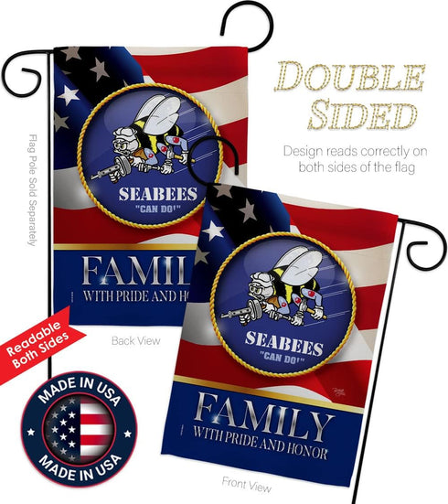 Breeze Decor US Family Honor Garden Flag Armed Forces Navy USN Seabee United State American Military Veteran Retire Official House Banner Small Ya...