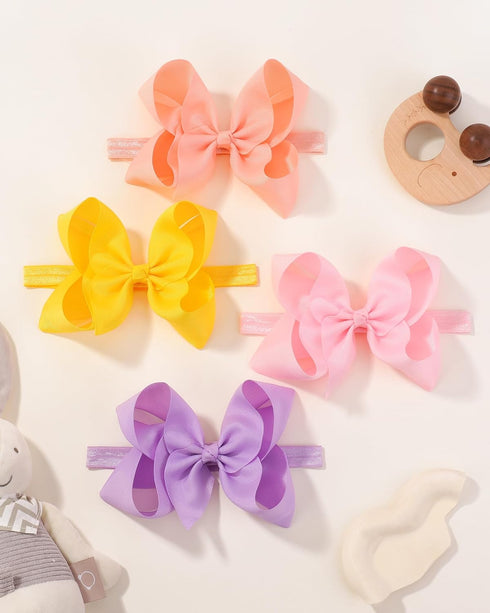 jollybows 20pcs Baby Girls Grosgrain Ribbon Hair Bows Headbands 6" Elastic Hair Band Hair Accessories for Infants Newborn (Multicoloured 6“ Bows E...