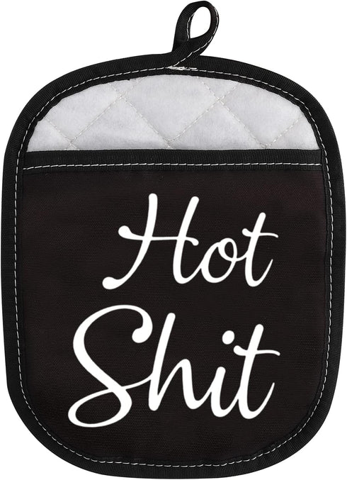 Funny Oven Pads Pot Holder with Pocket for Baker Hot Shit Humor Gift Gag Baking Gift (Hot Shit)...