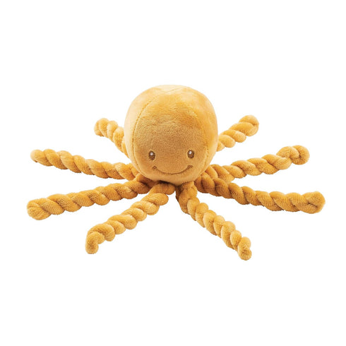 Nattou Plush Stuffed Toy, Cuddly Companion, Umbilical Cord Design Reassures Baby, Vegan, Lapidou Octopus, Yellow...