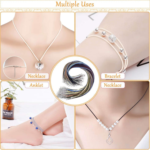 Necklace Cord, Selizo 100pcs Necklace String, Waxed Cotton Necklace Cord with Clasp Bulk for Jewelry Bracelet Making, Beads, Pendants, Charms...