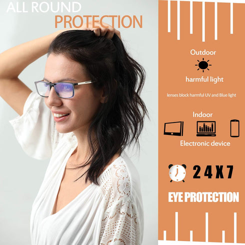FONHCOO Clip-on Blue Light Blocking Glasses Night Driving Sunglasses 2 Pack Lens over Prescription Glasses for Women Men (2 Pack Transparent Blue ...
