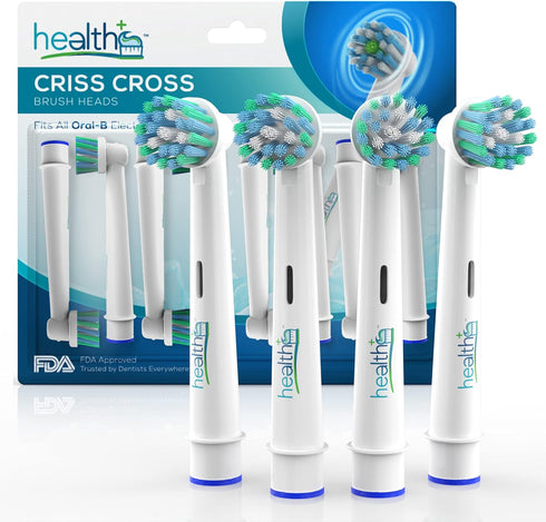 Compatible Oral B Braun Criss-Cross Replacement Heads for Electric Toothbrushes - 8-Pack | Standard Tooth Brush Heads with Dupont...