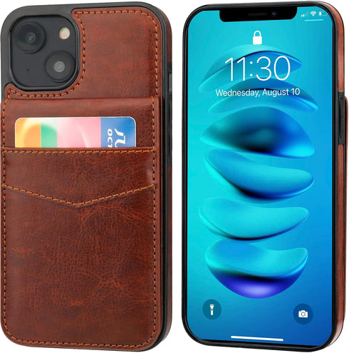 KIHUWEY Compatible with iPhone 14 Case Wallet with Credit Card Holder, Flip Premium Leather Magnetic Clasp Kickstand Heavy Duty Protective Cover f...