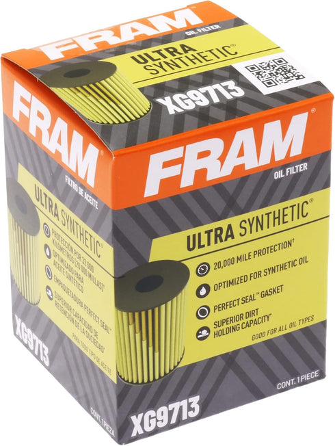 FRAM Ultra Synthetic Automotive Replacement Oil Filter, Designed for Synthetic Oil Changes Lasting up to 20k Miles, XG9713 with SureGrip (Pack of ...