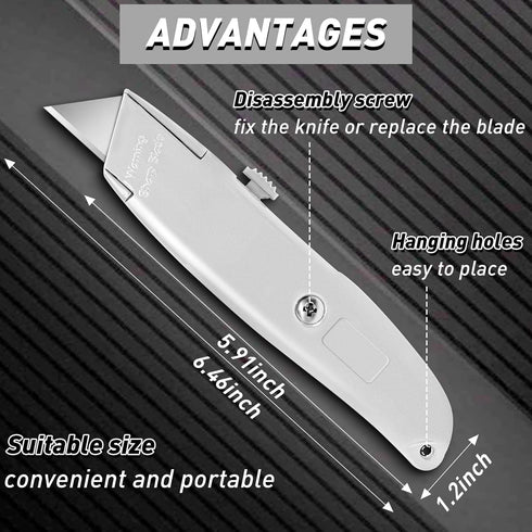 2 Pack Box Cutter Practical Utility Knife Retractable, Ergonomic Razor Knife, Box Cutters for Warehouse, Office, Exacto Knife Box Opener for Packa...