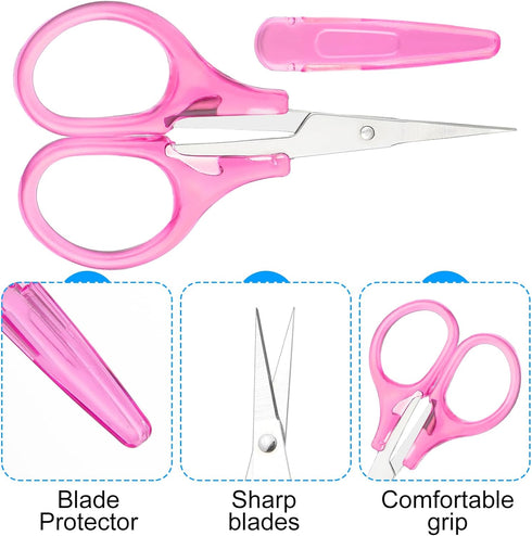 4Pcs Tiny Scissors, Stainless Steel Small Classroom Scissors With Protective Cover Crafting Scissors Suitable for Office Home and School...