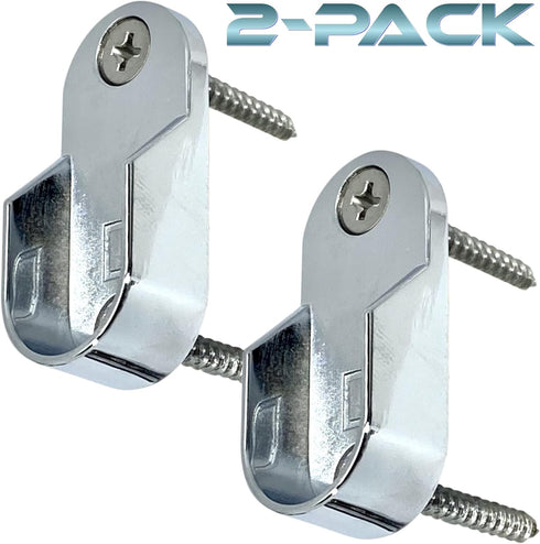 Oval Closet Rod End Supports | Screw on Type | 15mm x 30mm | Polished Chrome | 2 Pack...