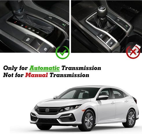 Xotic Tech Gear Shift Panel Frame Cover Trim Carbon Fiber Pattern, Compatible with Honda Civic 10th Gen 2016 2017 2018 2019 2020 2021 (Automatic T...