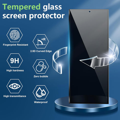 for Samsung Galaxy Z Fold 6 Privacy Screen Protector,9H Hardness Anti-Scratch Tempered Glass, Case Friendly,(2 pack)...