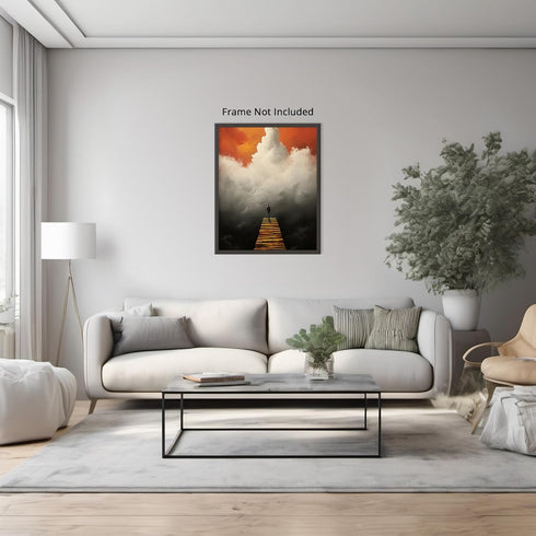 Posterizer 1 pcs-surreal artistic ladder in the sky-Abstract & Modern Art-Fantasy & Fiction Art-Gift for Art Lovers-Decor for Home & Office- UNFRA...