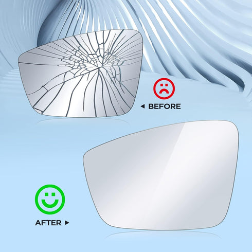 BDFHYK Driver Left Side Mirror Glass Compatible with Volkswagen, 2012-2019 Beetle 2011-2018 Jetta 2012-2017 Passat with Full Size Adhesive Replace...