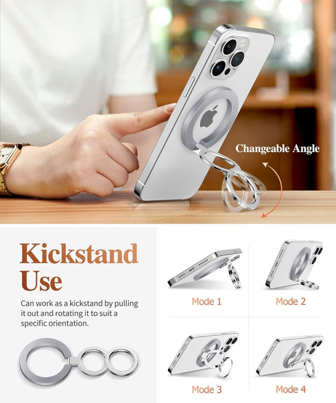 GVIEWIN Compatible with MagSafe Phone Ring Holder, Magnetic Phone Grip with Adjustable Kickstand Magnet Finger Phone Stand for iPhone 14 Pro Max/1...