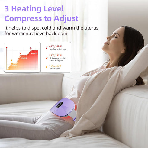 Portable Cordless Heating Pad, Menstrual Heating Pads for Cramps with 3 Heat Levels and 3 Massage Modes, 5s Rapid Heating for Period Back Belly Pa...