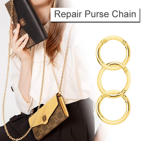 10 Pack 1 Inch Gold Spring O Rings, Metal Keychain Ring Round Carabiner Clips for Replacement Purse Ring Hardware, Keyrings Buckles, Paracord Keyc...