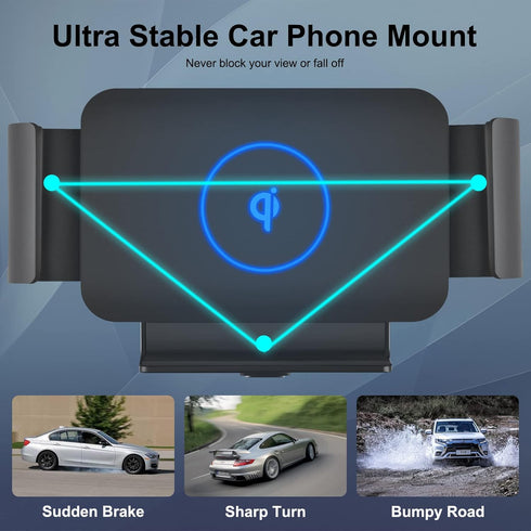 Wireless Car Charger Clamp Compatiable for Samsung Galaxy Z Fold 6/5/4/3/2, Z Fold, iPhone 15 Series, 4.4-8 inches Cell Phones Adjustable Air Vent...