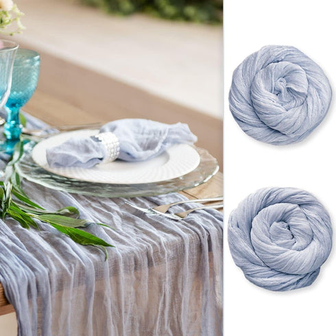 Dusty Blue Cheesecloth Table Runner 141 in Long, Blue Gauze Table Runner, Cheese Cloth for Wedding Decoration, Boho Baby Boho Baby Shower...
