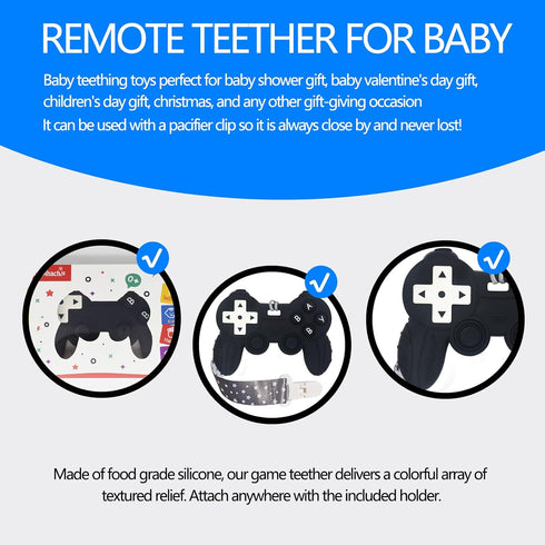 Cool Remote Game Control Teething Toy for Babies 0-6 6-12 Months,Game Controller Teether for Gamer Parents,Baby's First Valentines Day Gifts,Silic...