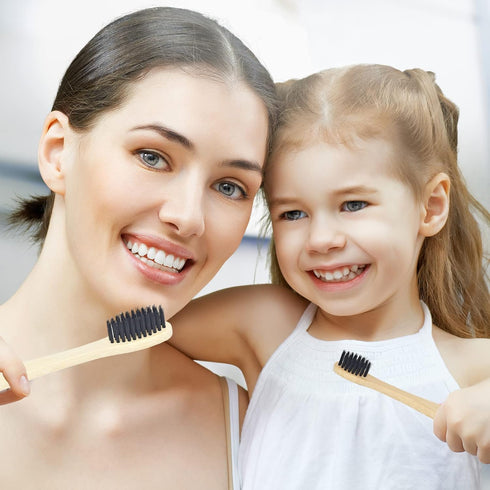 2 PCS Bamboo Toothbrushes Soft Bristles Wooden Toothbrushes for Adult, Natural Biodegradable BPA Free Eco Friendly Toothbrushes Black...
