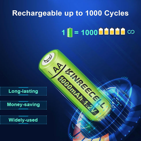 Rechargeable AA Batteries, Ni-MH Double A Solar Batteries High Capacity 1.2V Pre-Charged for Outdoor Solar Lights, String Lights, Pathway Lights (...