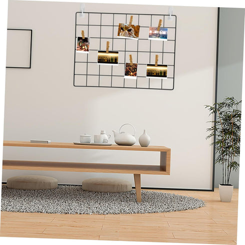 Amosfun 2pcs Shelf Iron Net Adornment Hanging Net Metal Grid Wall Panel Picture Wall Decor Photo Frame Wall Stand Grid Wall Panels Picture Wall Ha...