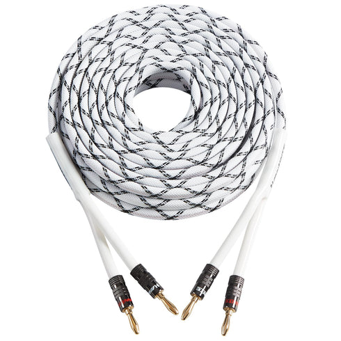 12AWG Speaker Cable (3 Feet), 1 Pack Premium Heavy Duty Braided Speaker Wire with Dual Gold Plated Banana Plug in-Wall CL2 Rated, Oxygen-Free Copp...
