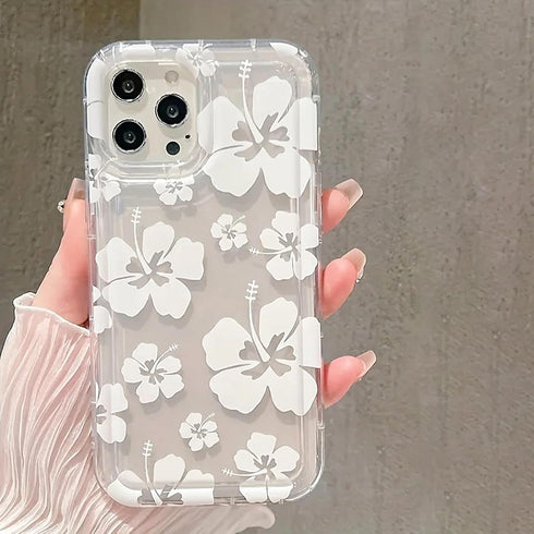 Fycyko Compatible for iPhone 14 Pro Max Case Cute Hibiscus Flower Print Clear Aesthetic Design Summer Floral with Women Teen Girls Soft TPU Phone ...