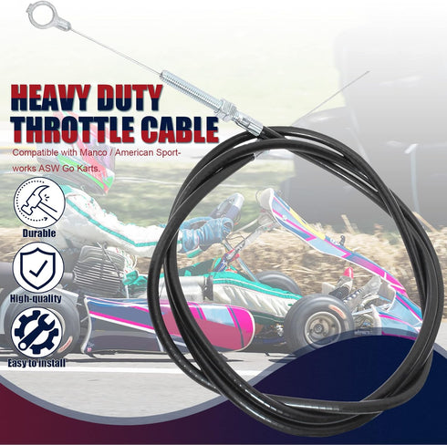 Enhanced 71"inch Throttle Cable 63"inch Long Casing Wire Compatible with Manco ASW 8252-1390 Go Kart Cart Mini Bike Buggy Gokart Scooter Lawn Mowe...