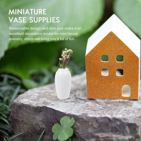 SEWACC 2Pcs Miniature Ceramic Vase Dollhouse Mini Vase Model Furniture DIY Doll House Vase Micro Landscape Fairy Garden Decoration ( White )...