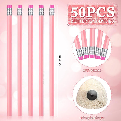 Tinlade 50 Pcs Triangular Grip Pencils Wedding Pencils HB Graphite Pencil Pack Wood Pencils with Eraser for School Drawing Sketching Bridal Baby S...