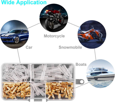 Kinstecks 120PCS 3.9mm Bullet Connectors Kit Brass Bullet Male & Female Wire Terminals Connector with Insulation Cover for Motorcycle Motorbike Ca...