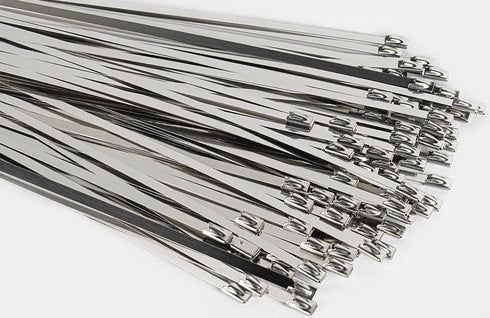 Metal Zip Ties 11.8 inch 100pcs 304 Stainless Steel Zip Ties Heavy Duty Multi-Purpose Self-Locking Cable Ties for Machinery, Vehicles, Exhaust Wra...
