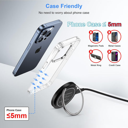 S24 Plus Wireless Fast Charger, 15W Magnetic Charger for Android Samsung Galaxy S24 Ultra S23 S22 S21 S20 Z Flip 5 Fold 5, Wireless Charging Pad f...