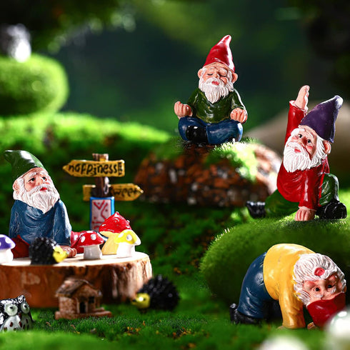 Jetec Gnomes Fairy Resin Statues Miniature Garden Accessories Mini Dwarf Figurine Fairy Miniature Ornament DIY Kit Micro Landscape Ornaments for O...