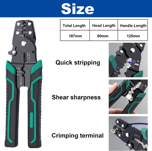 Tnisesm Wire Crimping Tool 26-10 AWG, Crimping Pliers with Stripper Cutter for Open Barrel Terminals and Heat Shrink Connectors...