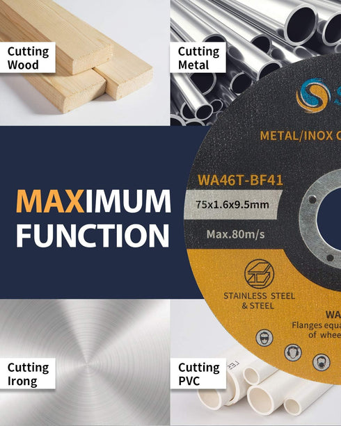 S SATC Grinder Wheel 25 PCS Cut Off Wheels 3 Inch Cut Off Wheel 3"x1/16"x3/8" Fits Any Angle Grinder Air Tool...