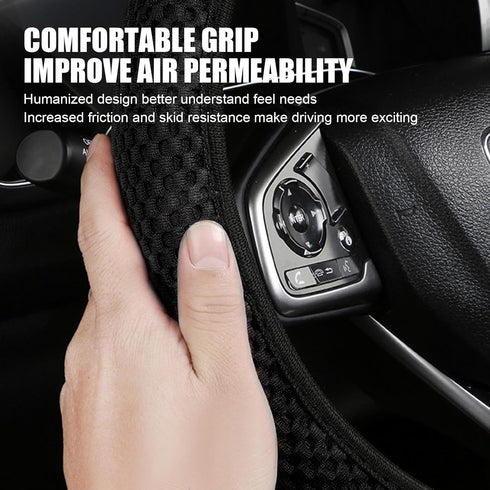 Pack-1 Car Steering Wheel Cover, Ice Silk 3D Massage Mesh Breathable Without Inner Ring Steering Wheel Cover, Elastic Easy Grip Anti-Slip Protecto...