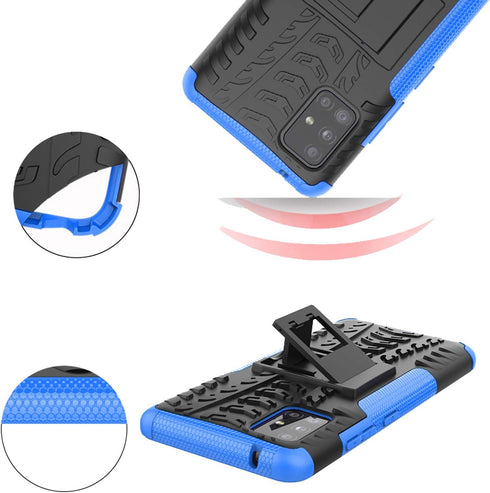 Phone Case for Samsung Galaxy A71 5G with Tempered Glass Screen Protector Cover and Stand Kickstand Hard Rugged Hybrid Protective Cell Accessories...
