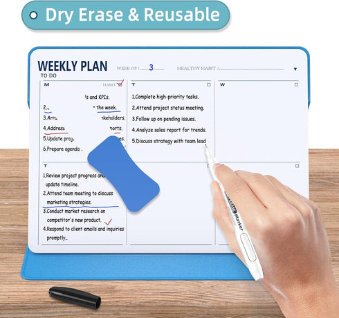 Magnetic Weekly Dry Erase Board,Portable Weekly Planner Whiteboard,Desktop Weekly Calendar White Board,to do List White Board 9"x6" Schedule Board...