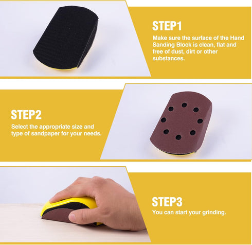 Sanding Block 1 PCS Hand Sander 5 Inch Hook and Loop Sanding Block 1 Pack Automotive Sanding Block for Woodworking,Furniture Making,DIY Handicraft...