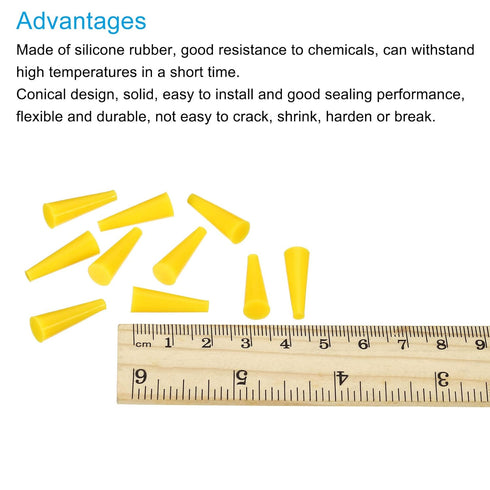 MECCANIXITY Silicone Rubber Tapered Plug 3mm to 7mm Solid Yellow for Powder Coating, Painting, Anodizing, Plating, Sandblasting, Laboratory Use 50...