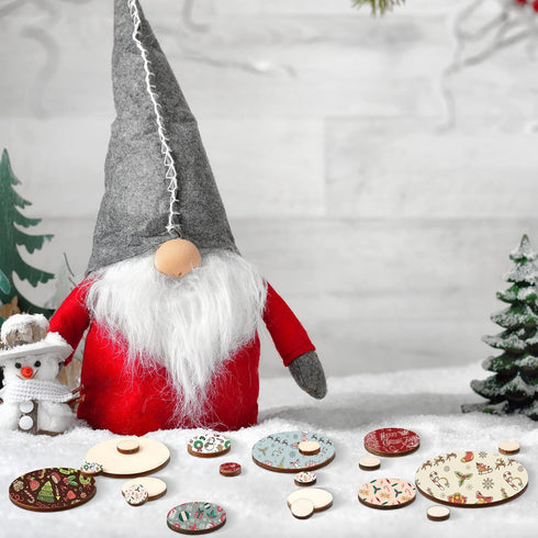 450 Pieces Unfinished Wood Slices Round Wooden Disc Circles Wooden Circles for Crafts Wood Cutouts Christmas Ornaments for Craft and Decoration, 5...