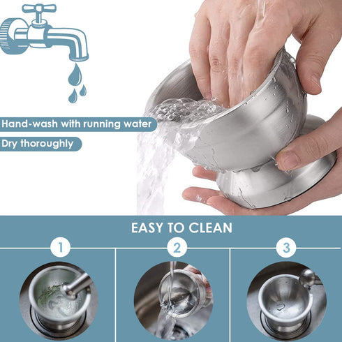 Stainless Steel Mortar and Pestle Set, Spices Grinder Pill Crusher with Silicone Protective Lid - Heavy Duty Mortar Pestle for Molcajete Herb Bowl...