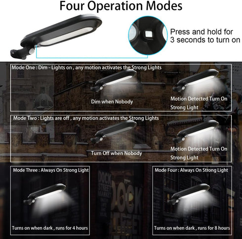 Solar Motion Sensor Gutter Lights - Waterproof, Wireless, 18 LED 600 Lumen Outdoor Security Lights for Outside Wall, Garden, Fence (Black, 1 Pack)...
