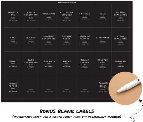 ThreeKin 230 Spice Jar Labels | Waterproof & Oil-Resistant Black Minimalist Stickers for Kitchen Organization | Common & Customizable for Herbs, S...