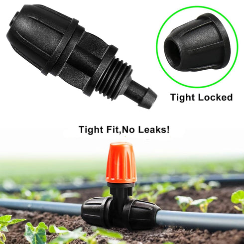 1/4 inch pipe upgrade mini accessory kit, 48 drip line connectors for drip system -10 straight heads, 8 tees, 8 elbows, 6 three-dimensional sector...