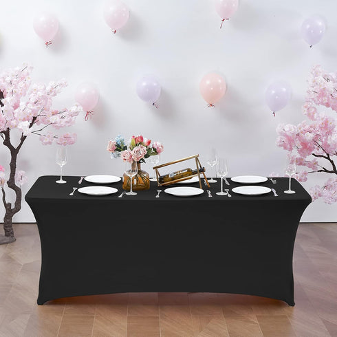 CWK 6FT Waterproof Stretch Spandex Table Cover for Rectangular Tables - Elastic Fitted Tablecloth for Folding Tables,Wrinkle Resistant Table Cloth...