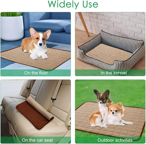 VeMee Cooling Mat Pad for Dogs Cats Ice Silk Mat Cooling Blanket Cushion for Kennel/Sofa/Bed/Floor/Car Seats Cooling (L: 28 x 22 inches, Coffee)...
